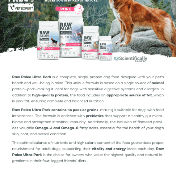 Hundetrockenfutter – Raw Paleo Ultra Schwein Puppy Mini - Hundefutter - Trockenfutter für Welpen kleiner Rassen