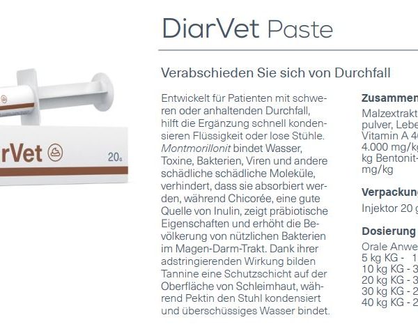 Durchfall - Nahrungsergänzung VETEXPERT DiarVet