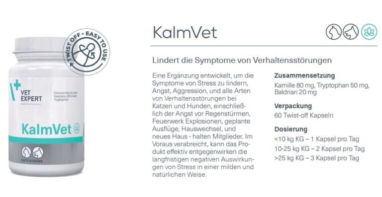 Nahrungsergänzung – VetExpert KalmVet Beruhigungsmittel Hund Stress Katze