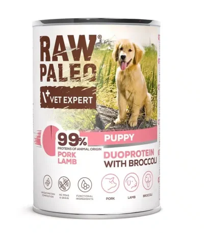 RAW PALEO Pork & Lamb Puppy Can – Nassfutter mit Schwein, Lamm und Brokkoli für Welpen