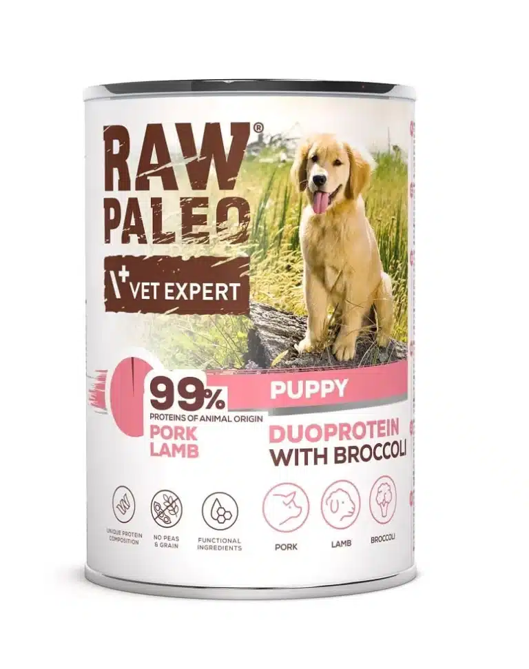 RAW PALEO Pork & Lamb Puppy Can – Nassfutter mit Schwein, Lamm und Brokkoli für Welpen