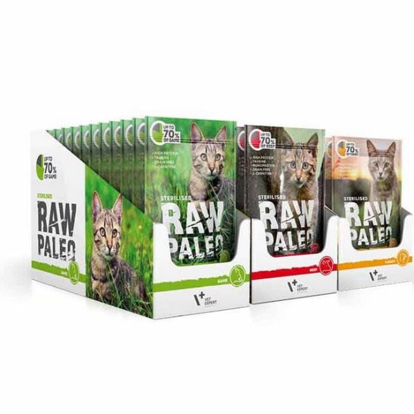 VetExpert Katzen-Nassfutter Raw Paleo Sterilised Wild – Futter für kastrierte & sterilisierte Katzen, Premium getreidefreies Katzenfutter , für Katzen mit Getreideunverträglichkeiten oder Getreideallergien, Katzenfutter ohne Getreide, Verträgliche Katzennahrung mit geringem Allergiepotenzial, für ernährungssensible Katzen aller Rassen, Vollwertig. Hypoallergen, Mit max. Fleischanteil und natürlichen Zutaten, Viel frisches Fleisch und wertvolle Zutaten.