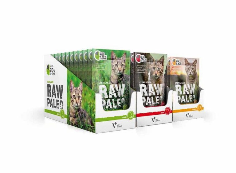 VetExpert Katzen-Nassfutter Raw Paleo Sterilised Wild – Futter für kastrierte & sterilisierte Katzen, Premium getreidefreies Katzenfutter , für Katzen mit Getreideunverträglichkeiten oder Getreideallergien, Katzenfutter ohne Getreide, Verträgliche Katzennahrung mit geringem Allergiepotenzial, für ernährungssensible Katzen aller Rassen, Vollwertig. Hypoallergen, Mit max. Fleischanteil und natürlichen Zutaten, Viel frisches Fleisch und wertvolle Zutaten.