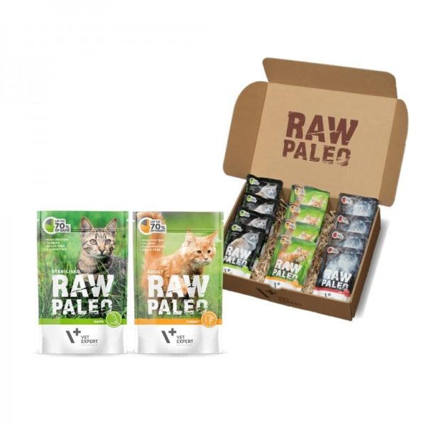 VetExpert Katzen-Nassfutter Raw Paleo Sterilised Wild – Futter für kastrierte & sterilisierte Katzen, Premium getreidefreies Katzenfutter , für Katzen mit Getreideunverträglichkeiten oder Getreideallergien, Katzenfutter ohne Getreide, Verträgliche Katzennahrung mit geringem Allergiepotenzial, für ernährungssensible Katzen aller Rassen, Vollwertig. Hypoallergen, Mit max. Fleischanteil und natürlichen Zutaten, Viel frisches Fleisch und wertvolle Zutaten.
