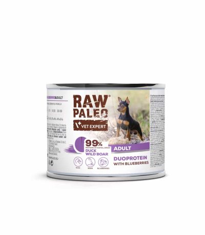 Raw Paleo Nassfutter Hund mit Ente & Wildschwein und Blaubeeren