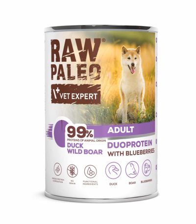 Raw Paleo Nassfutter Hund mit Ente & Wildschwein und Blaubeeren