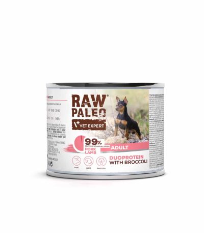 VETEXPERT Hundenassfutter – Raw Paleo Adult Schwein, Lamm und Brokkoli - Hundefutter getreidefrei