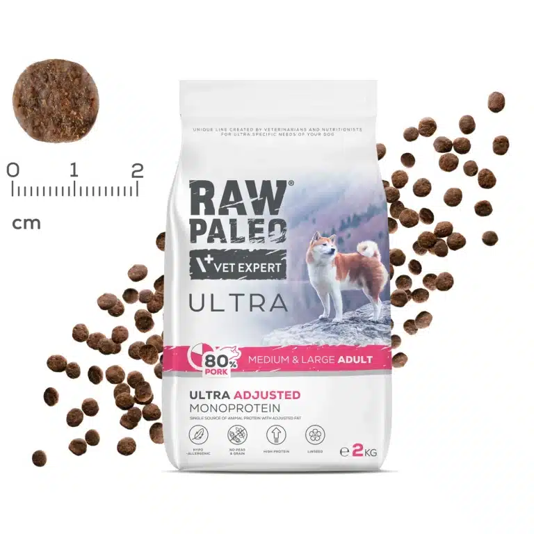 Hundetrockenfutter – Raw Paleo Ultra Schwein Adult Medium & Large - Hundefutter - Trockenfutter für erwachsene Hunde mittlerer und großer Rassen