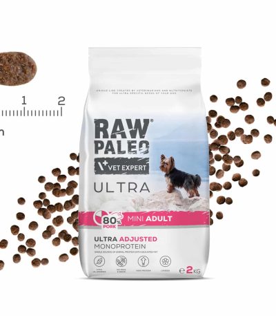 Hundetrockenfutter – Raw Paleo Ultra Schwein Adult Mini - Hundefutter - Trockenfutter für erwachsene Hunde kleiner Rassen