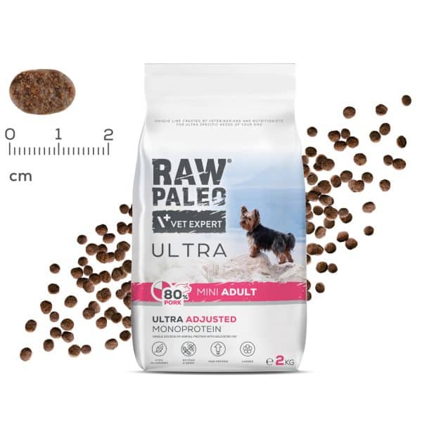 Hundetrockenfutter – Raw Paleo Ultra Schwein Adult Mini - Hundefutter - Trockenfutter für erwachsene Hunde kleiner Rassen