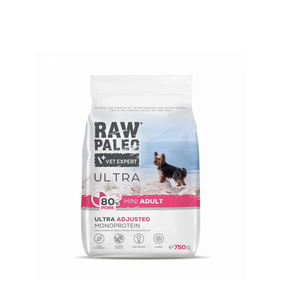 raw-paleo-ultra-pork-adult-mini-750g-hundefutter Hundetrockenfutter – Raw Paleo Ultra Schwein Adult Mini - Hundefutter - Trockenfutter für erwachsene Hunde kleiner Rassen
