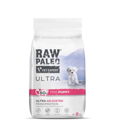 Hundetrockenfutter – Raw Paleo Ultra Schwein Puppy Mini - Hundefutter - Trockenfutter für Welpen kleiner Rassen