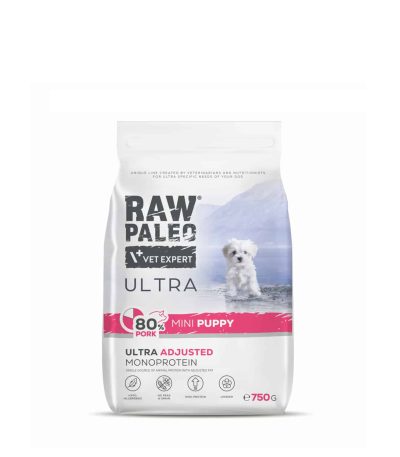 Hundetrockenfutter – Raw Paleo Ultra Schwein Puppy Mini - Hundefutter - Trockenfutter für Welpen kleiner Rassen
